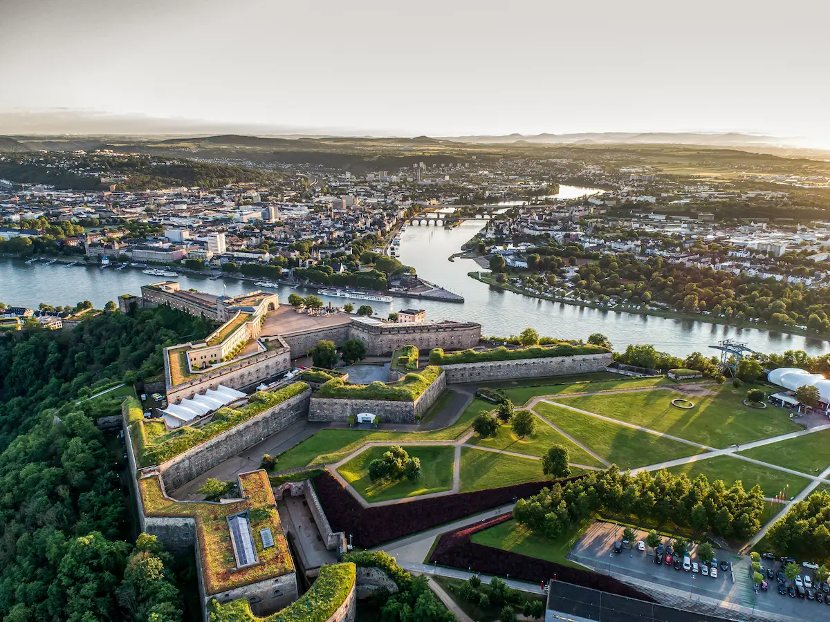Bild der Festung Ehrenbreitstein von oben